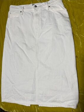 GAP White Midi Denim Pencil Skirt